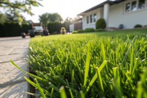 freshly laid premium turf grass showing healthy gr