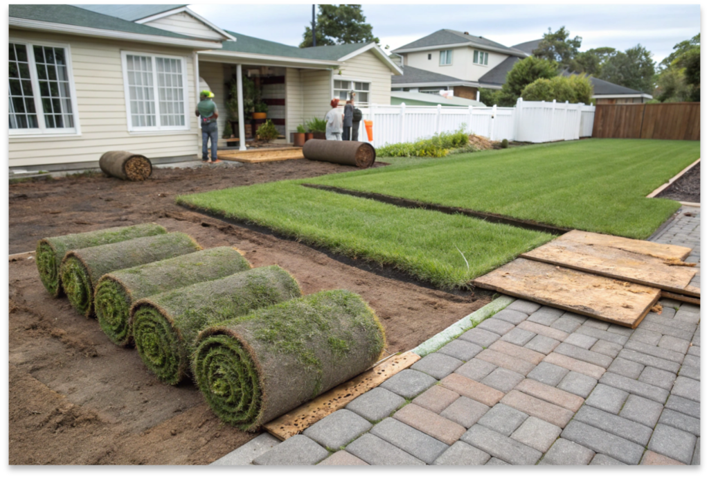 professional buffalo grass turf installation in p